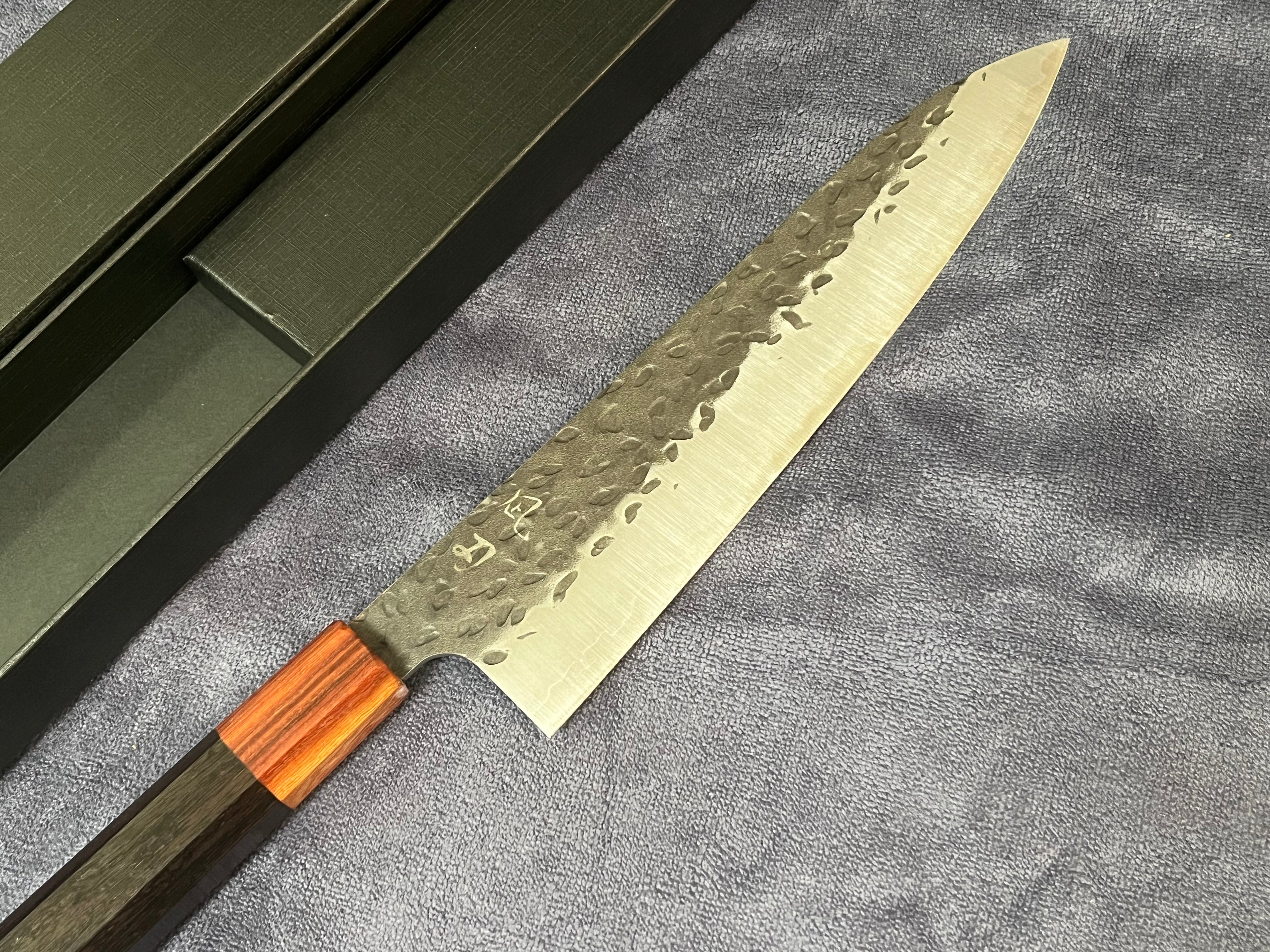 8" (210mm) Hand Forged Gyuto Chef Knife 9Cr18MoV Tsuchime Octagonal Wa Handle